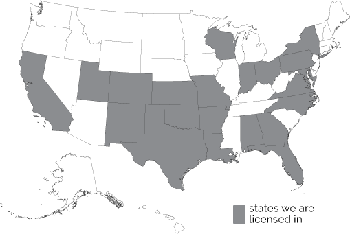 Map of Licensed States